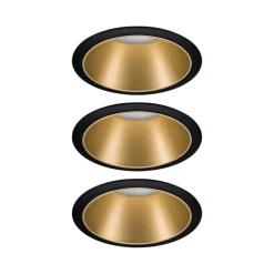 3 spots encastrables Cole LED intégrée blanc chaud IP44 3x470lm Ø8cm doré finition noire Paulmann