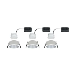 3 spots encastrables Cole LED intégrée blanc chaud IP44 3x470lm Ø8cm argent finition blanche Paulmann