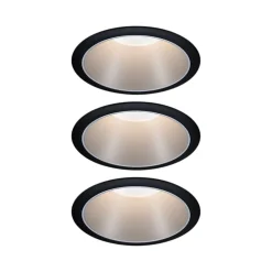 3 spots encastrables Cole LED intégrée blanc chaud IP44 3x470lm Ø8cm argent finition noire Paulmann