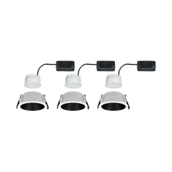 3 spots encastrables Cole LED intégrée blanc chaud IP44 3x470lm Ø8cm noir finition blanche Paulmann