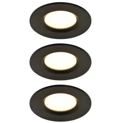 3 spots encastrables Etana LED intégrée blanc chaud IP65 410lm 4.7W Ø8.5cmxH.3.1cm métal noir GoodHome