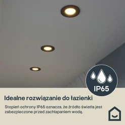3 spots encastrables Etana LED intégrée blanc chaud IP65 410lm 4.7W Ø8.5cmxH.3.1cm métal noir GoodHome