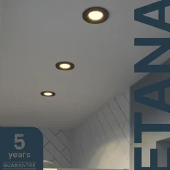 3 spots encastrables Etana LED intégrée blanc chaud IP65 410lm 4.7W Ø8.5cmxH.3.1cm métal noir GoodHome