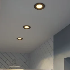 3 spots encastrables Etana LED intégrée blanc chaud IP65 410lm 4.7W Ø8.5cmxH.3.1cm métal noir GoodHome