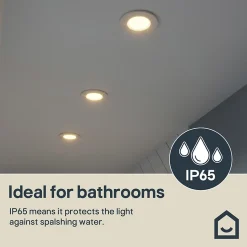 3 spots encastrables Etana LED intégrée blanc chaud IP65 410lm 4.7W Ø8.5cmxH.3.1cm métal blanc GoodHome