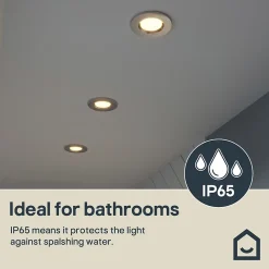 3 spots encastrables Etana LED intégrée blanc chaud IP65 410lm 4.7W Ø8.5cmxH.3.1cm métal chrome GoodHome