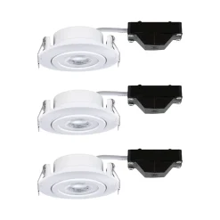 3 spots encastrables Paulmann LED intégrée 3000K IP20 3x580lm rond orientable blanc dépoli Paulmann
