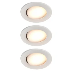 3 spots encastrables Quimby LED intégrée blanc chaud IP20 dimmable 350lm 5.5W Ø8.5xH.5.2cm blanc GoodHome
