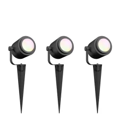 3 spots LED à piquer connectés Smart RGBW IP44 2,8W 390lm Calex