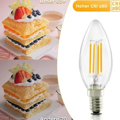 10 x Ampoule LED NETTLIFE E14, ampoule blanche chaude, lampe bougie, 4 W, 2700 K, filament rétro