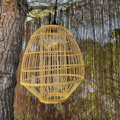 Abat jour bambou naturel E27 40W IP44 l.30 x H.35 cm