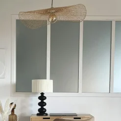 Abat jour bambou ombrelle ajourée (65 cm - Naturel)