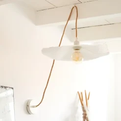 Abat jour en papier mâché (L 44xP 41xH 7 cm - Blanc)