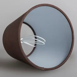 Abat-jour à pince en lin marron rond 12 cm