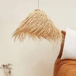 Abat-jour cône à franges (40x40 cm - Naturel)