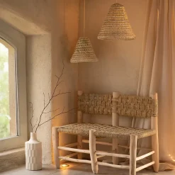 Abat-jour cône feuilles de palmier (30x30 cm - Naturel)