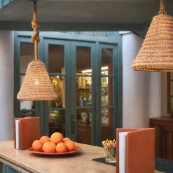 Abat-jour cône feuilles de palmier (30x30 cm - Naturel)