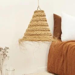 Abat-jour cône fibre de palmier (40x40 cm - Naturel)