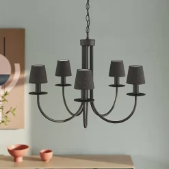 Abat-jour conique noir Ø10cm GoodHome Lokombi