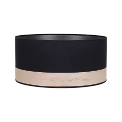 Abat-jour cylindre noir bandeau effet bois Ø40cm Corep
