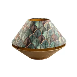 Abat-jour double en velours avec motif feuilles, beige et intérieur doré