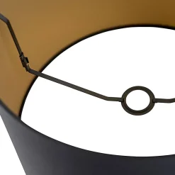 Abat-jour en coton noir 40/45/25 avec intérieur doré