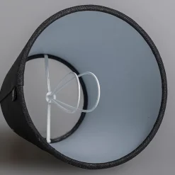 Abat-jour en lin à clipser noir 12 cm rond