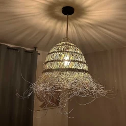 Abat-jour en paille ajouré Module fibre naturelle T. M