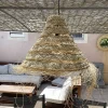 Abat-jour en paille Alfa ajouré pour lustre fait au Maroc XL Doum