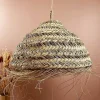Abat-jour en paille pour lustre dôme L en fibre alfa ou Doum du Maroc