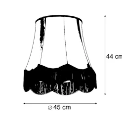 Abat-jour en soie noir avec gris 45 cm - Granny