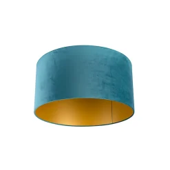 Abat-jour en velours bleu 50/50/25 avec intérieur doré