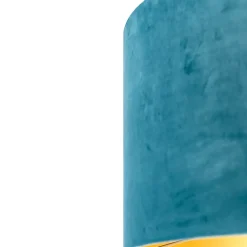 Abat-jour en velours bleu 50/50/25 avec intérieur doré