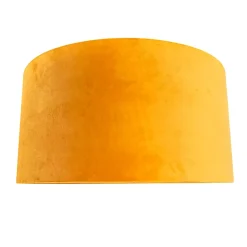 Abat-jour en velours jaune 50/50/25 avec intérieur doré