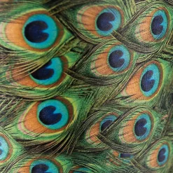 Abat-jour en velours motif paon 40/40/40 avec intérieur doré