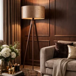 Abat-jour en velours, motif crocodile, intérieur doré 50/50/25