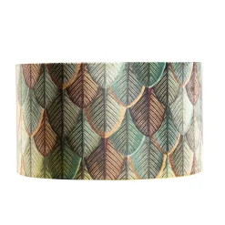 Abat-jour en velours motif feuilles avec intérieur doré 35/35/20