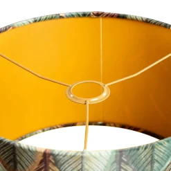 Abat-jour en velours motif feuilles avec intérieur doré 35/35/20