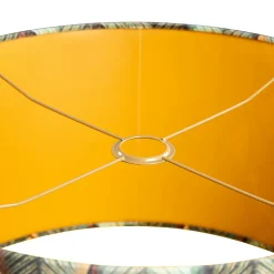 Abat-jour en velours, motif feuilles, intérieur doré 50/50/25