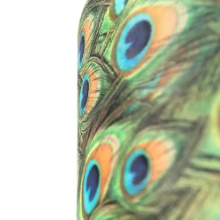 Abat-jour en velours motif paon 35/35/20 avec intérieur doré