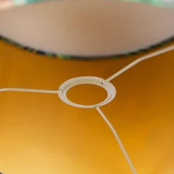 Abat-jour en velours motif paon 35/35/20 avec intérieur doré