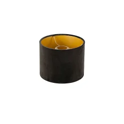 Abat-jour en velours noir 18/18/14 avec intérieur doré