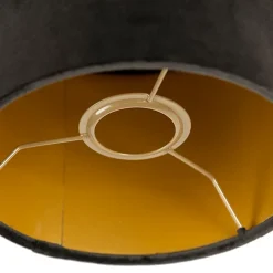 Abat-jour en velours noir 18/18/14 avec intérieur doré