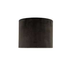 Abat-jour en velours noir 18/18/14 avec intérieur doré