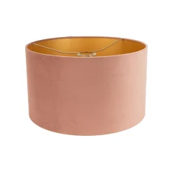 Abat-jour en velours rose 35/35/20 avec intérieur doré