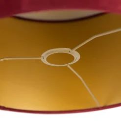 Abat-jour en velours rouge 35/35/20 avec intérieur doré