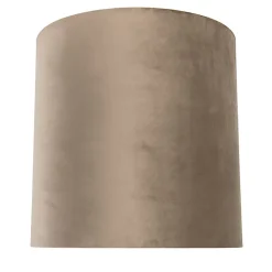 Abat-jour en velours taupe 40/40/40 avec intérieur doré