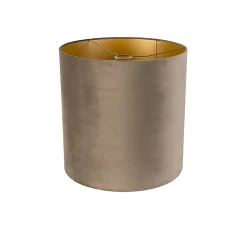 Abat-jour en velours taupe 40/40/40 avec intérieur doré