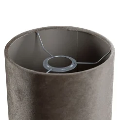 Abat-jour en velours taupe rond 18/18/14