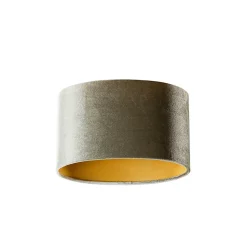 Abat-jour en velours vert avec intérieur doré, forme ovale 25/16/15